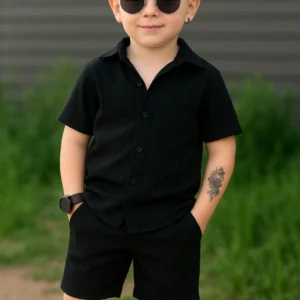 The Fashion Prime Boys Party(Festive) Shirt Shorts (Black)