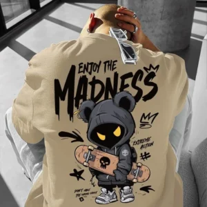 Trip colour Boys Printed Cotton Blend Oversized T Shirt (Beige