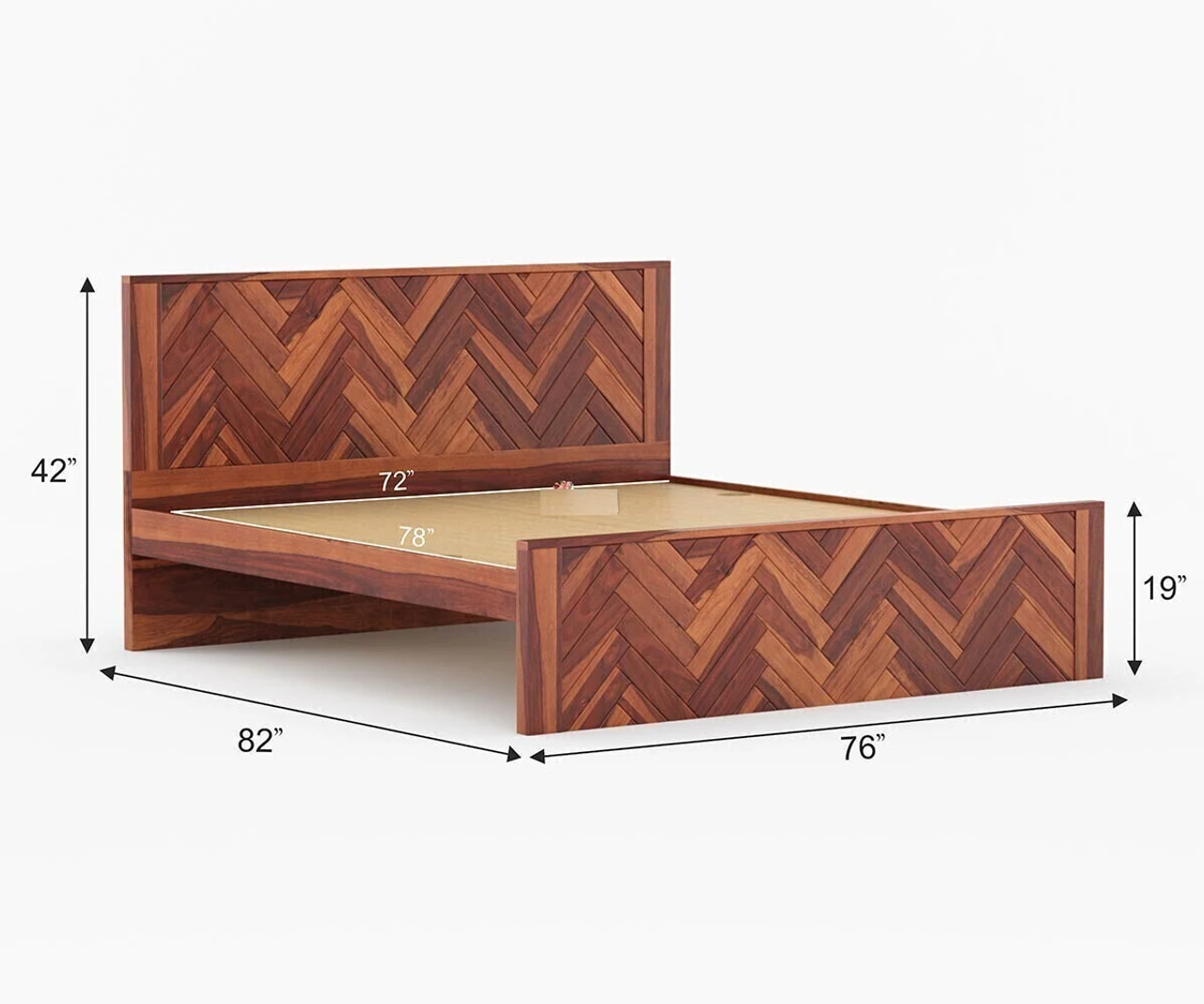 Flipkart Perfect Homes Solid Wood King Bed, 208.28 cm x 193.04 cm (6.83 ft x 6.33 ft) (Finish Color - Honey Finish, Delivery Condition - DIY(Do-It-Yourself)) - Image 5