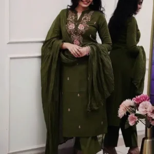 ROOP AYU Women Cotton Blend Kurta Pant Dupatta Set